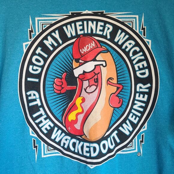 wacked out weiner novelty graphic short sleeve t-shirt blue size 2XL - Picture 3 of 5